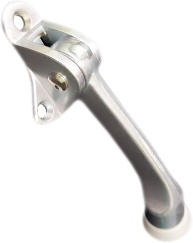 QCAA Heavy Duty Kickdown Door Stopper, 5", Zinc Die Cast, Satin Chrome, 1 Pack, Made in Taiwan in Saudi Arabia