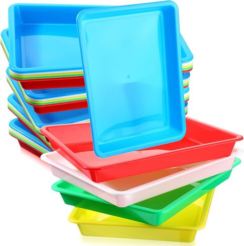 40 Pcs Plastic Art Trays Stackable Art Trays for Kids Plastic Trays Small Trays Craft Tray Kid Activity Plastic Tray for DIY Projects Painting Beads Home School, 5 Colors (11 x 8.3 x 1.2 Inch) in Saudi Arabia