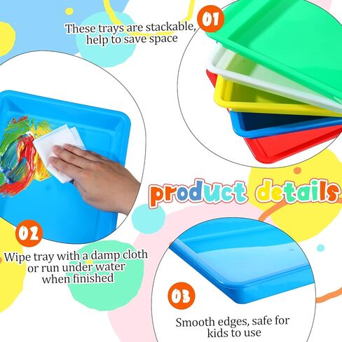 40 Pcs Plastic Art Trays Stackable Art Trays for Kids Plastic Trays Small Trays Craft Tray Kid Activity Plastic Tray for DIY Projects Painting Beads Home School, 5 Colors (11 x 8.3 x 1.2 Inch) in Saudi Arabia