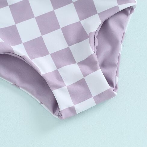 Toddler Baby Girl 2-Piece Checkered Swimsuit Sleeveless Knotted Tops Swim Briefs Bikini Set Bathing Suit Beachwear in Saudi Arabia