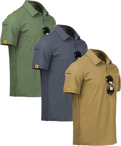 V VALANCH 3 Pack Polo Shirts for Men Short Sleeve Golf Tennis Work Summer Moisture Wicking Shirts in Saudi Arabia