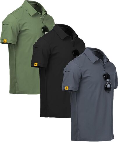 V VALANCH 3 Pack Polo Shirts for Men Short Sleeve Golf Tennis Work Summer Moisture Wicking Shirts in Saudi Arabia