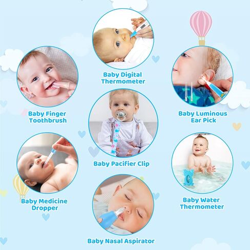 مجموعة العناية بصحة الطفل والعناية به 29 في 1 - أساسيات تنظيف حضانة الأطفال حديثي الولادة الآمنة مع مجموعة تشذيب أظافر الطفل ومشط الطفل وفرشاة وشفاطة الأنف وما إلى ذلك لمجموعة العناية بالطفل من البنات والأولاد in Kuwait