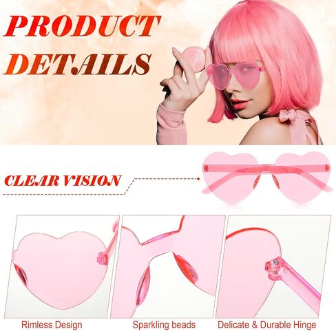 Handepo 18 Pcs Womens Adult Tulle Tutu Skirt Heart Shaped Sunglasses Layered Tutu Adult with Sequin Stars Rimless Colored Heart Glasses Retro 80's Bubble Skirt for Party Favors Multi in Saudi Arabia