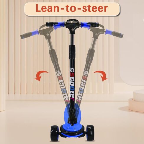 3 Wheels Kick Scooter for Kids Teens Ages 6-18 Years Extral Wide Deck 4 Adjustable Height and Foldable Handlebar LED Flashing Glider Push Scooter for Boys Girls in Saudi Arabia