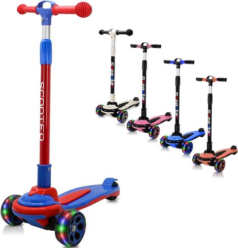 3 Wheels Kick Scooter for Kids Teens Ages 6-18 Years Extral Wide Deck 4 Adjustable Height and Foldable Handlebar LED Flashing Glider Push Scooter for Boys Girls in Saudi Arabia
