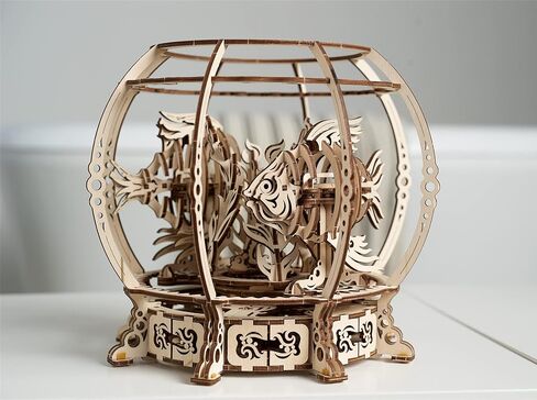 UGEARS 3D Puzzle Mechanical Aquarium - Creative 3D Wooden Puzzles Idea - Aquarium Wood Model Kit - Unique Wooden Puzzle - 3D Puzzles for Adults and Kids Building Kit in Saudi Arabia