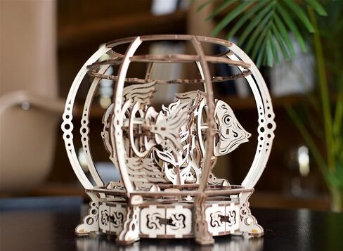 UGEARS 3D Puzzle Mechanical Aquarium - Creative 3D Wooden Puzzles Idea - Aquarium Wood Model Kit - Unique Wooden Puzzle - 3D Puzzles for Adults and Kids Building Kit in Saudi Arabia