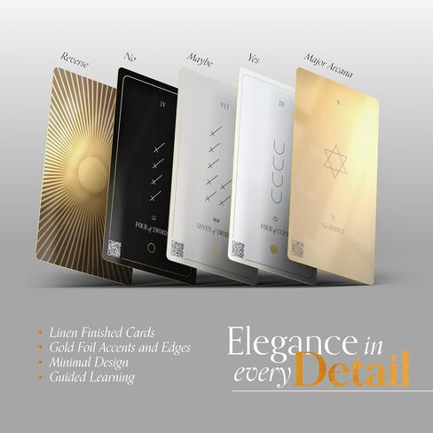 QR-Enhanced Tarot Cards for Beginners & Pros. 78 Card Gold Foil Minimalist Deck with Digital Learning Experience incl. Card Meanings, Rider Waite Imagery, Digital Guide Book & Spanish Translations. in Saudi Arabia