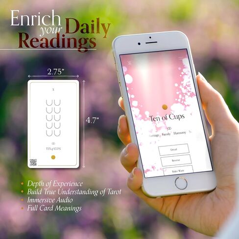QR-Enhanced Tarot Cards for Beginners & Pros. 78 Card Gold Foil Minimalist Deck with Digital Learning Experience incl. Card Meanings, Rider Waite Imagery, Digital Guide Book & Spanish Translations. in Saudi Arabia
