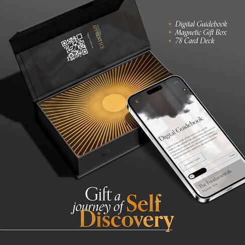 QR-Enhanced Tarot Cards for Beginners & Pros. 78 Card Gold Foil Minimalist Deck with Digital Learning Experience incl. Card Meanings, Rider Waite Imagery, Digital Guide Book & Spanish Translations. in Saudi Arabia