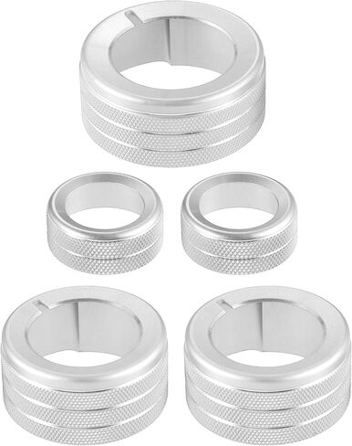 vekauto 5 قطع حلقات مقبض التحكم في المناخ AC متوافقة مع Toyota 4runner 2010-2022، سبائك الألومنيوم المتينة باللون الأحمر الداخلي لمقبض تكييف الهواء وغطاء حلقي in Kuwait