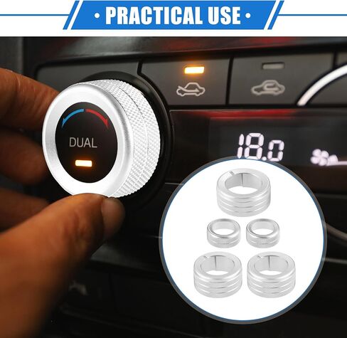 vekauto 5 قطع حلقات مقبض التحكم في المناخ AC متوافقة مع Toyota 4runner 2010-2022، سبائك الألومنيوم المتينة باللون الأحمر الداخلي لمقبض تكييف الهواء وغطاء حلقي in Kuwait