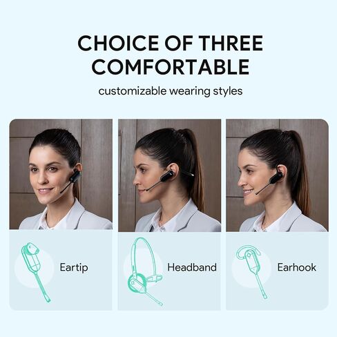 Yealink Upgrade WH63 Wireless DECT Headset,Single Ear Office Headset for Desk Phone and Computer Softphone,Teams Certified,Noise Cancelling Mic,Compatible Polycom Grandstream IP Phone in Saudi Arabia