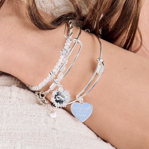 Alex and Ani AA769723SS,Family is a Gift That Lasts Forever Expandable Bangle Bracelet,Shiny Silver,Blue, Bracelets in Saudi Arabia
