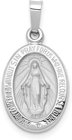 Roy Rose Jewelry 14K White Gold Polished and Satin Miraculous Medal Pendant 11mm width in Saudi Arabia