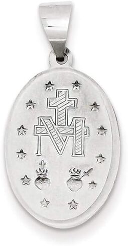 Roy Rose Jewelry 14K White Gold Polished and Satin Miraculous Medal Pendant 11mm width in Saudi Arabia
