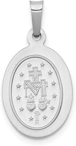 Roy Rose Jewelry 14K White Gold Polished and Satin Miraculous Medal Pendant 11mm width in Saudi Arabia