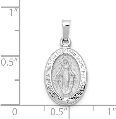 Roy Rose Jewelry 14K White Gold Polished and Satin Miraculous Medal Pendant 11mm width in Saudi Arabia