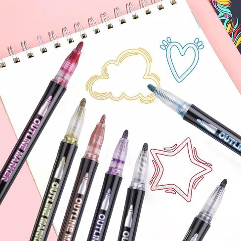 مجموعة أقلام تحديد لامعة مكونة من 12 لونًا من ستيفورد، خط مزدوج، مجموعة أقلام معدنية علامات مخططة للأطفال الذين تتراوح أعمارهم بين 8 و12 عامًا، مجموعة أقلام لامعة لامعة لتحية عيد الميلاد، والحرف الفنية اليدوية، وحجز القصاصات in Kuwait