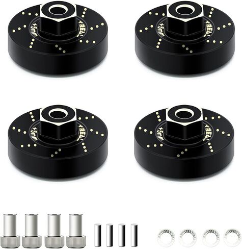 Treal Brass Extended Wheel Hubs (4p) +5mm Axle Counter Weight 12g for Axial SCX24 Deadbolt C10 Gladiator Bronco -Black in Kuwait