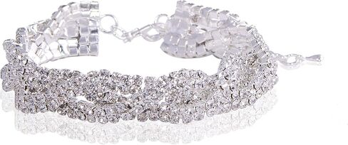 Mycitta Wedding Bracelet for Brides Fashion Sparkly Clear Rhinestone Crystal Simulated Diamond Art Deco Bracelet for Party Prom Pageant Bridesmaids Gift Bridal Bangle Jewelry for Women and Girls in Saudi Arabia