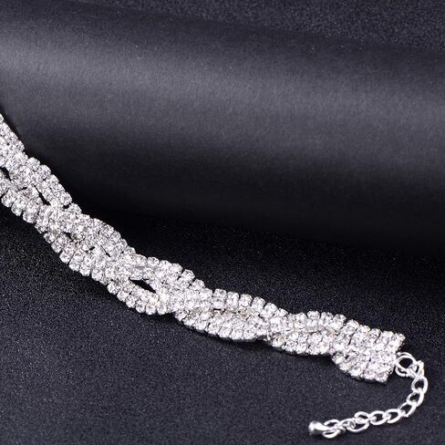 Mycitta Wedding Bracelet for Brides Fashion Sparkly Clear Rhinestone Crystal Simulated Diamond Art Deco Bracelet for Party Prom Pageant Bridesmaids Gift Bridal Bangle Jewelry for Women and Girls in Saudi Arabia