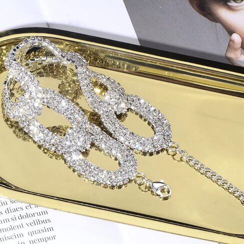 Mycitta Wedding Bracelet for Brides Fashion Sparkly Clear Rhinestone Crystal Simulated Diamond Art Deco Bracelet for Party Prom Pageant Bridesmaids Gift Bridal Bangle Jewelry for Women and Girls in Saudi Arabia