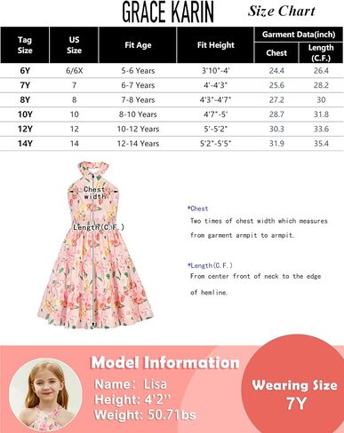 GRACE KARIN Girls Summer Hawaiian Dress Halter Neck Sleeveless Midi Floral Dress 8-10 Years,White and Teal in Saudi Arabia
