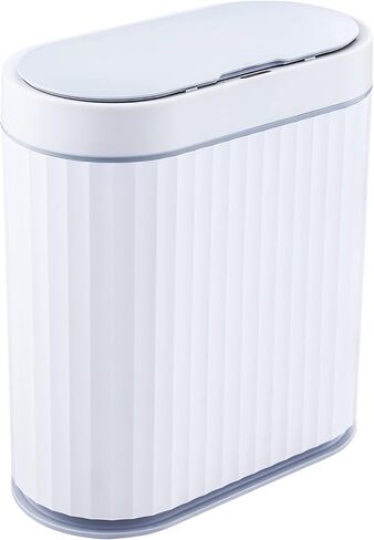 Motion Sensor Trash Can - ELPHECO 9.5 litres Waterproof Motion Sensor Trash Can, 2.5 Gallon Bathroom Trash Can, Garbage Bin for Kitchen and Office Use, White with Golden Trim in Kuwait