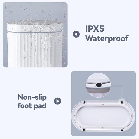 Motion Sensor Trash Can - ELPHECO 9.5 litres Waterproof Motion Sensor Trash Can, 2.5 Gallon Bathroom Trash Can, Garbage Bin for Kitchen and Office Use, White with Golden Trim in Kuwait