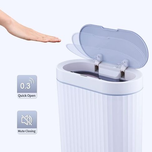 Motion Sensor Trash Can - ELPHECO 9.5 litres Waterproof Motion Sensor Trash Can, 2.5 Gallon Bathroom Trash Can, Garbage Bin for Kitchen and Office Use, White with Golden Trim in Kuwait