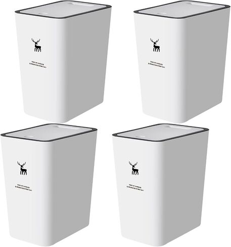 XPIY Trash Can with Lid, 2 Pack 4 Gallons/15 Liters Garbage Can with Press Top, Small Trash Can Dog Proof, Plastic Trash Bin, Waste Basket for Bathroom|Kitchen|Bedroom|Office (2, Blue) in Saudi Arabia