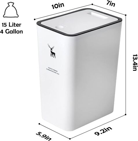 XPIY Trash Can with Lid, 2 Pack 4 Gallons/15 Liters Garbage Can with Press Top, Small Trash Can Dog Proof, Plastic Trash Bin, Waste Basket for Bathroom|Kitchen|Bedroom|Office (2, Blue) in Saudi Arabia