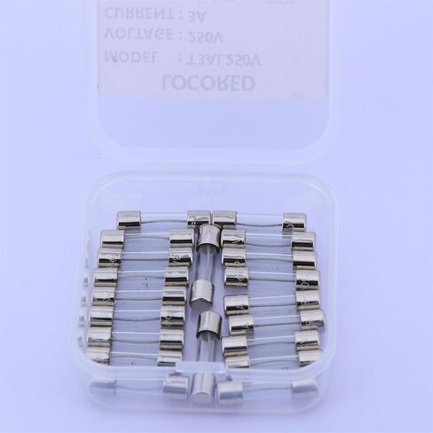 LOCORED 20 قطعة 3A 250 فولت صمامات ضربة بطيئة T3AL250V 5x20 مللي متر 3 أمبير 250 فولت فيوز 0.2x0.78 بوصة خرطوشة تأخير الوقت أنبوب زجاجي فيوز UL مدرج in Kuwait