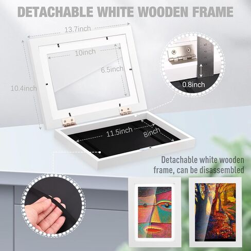 Pinkunn 8 Packs Kids Art Frame, 8 x 11.5 Inch White Kid Artwork Picture Frame Display with Acrylic Plate and Hook Magnetic Front Opening Changeable Wood Picture Frame for Drawing Artwork Art Project in Saudi Arabia
