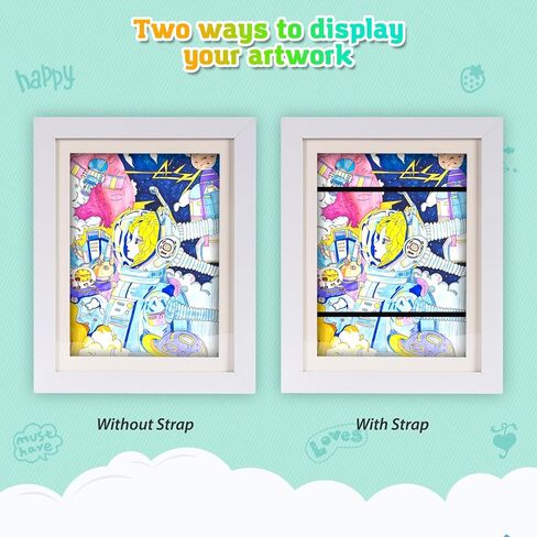 DEOYUEND 2 Pack Kids Art Frames, A4 Artwork Picture Frames Changeable, White Artwork Display Storage Frame for Wall, Holds 100 Pcs, for Crafts, Children Drawing, Hanging Art in Saudi Arabia