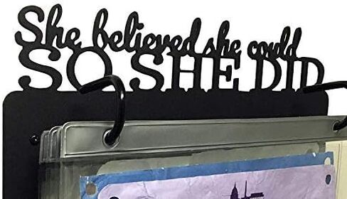 Race Bib and Medal Display - "She Believed She Could So She Did" Hanging and Race Medal Hanger (solid metal) in Saudi Arabia