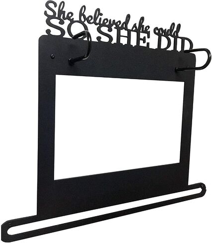 Race Bib and Medal Display - "She Believed She Could So She Did" Hanging and Race Medal Hanger (solid metal) in Saudi Arabia