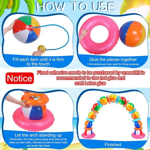 Lunmon Summer Pool Beach Party Decorations Kit Beach Ball Party Arch Kit 11 Pcs Inflatable Beach Balls Bulk Inflatable Pool Party Favors 12 Pool Floats Swimming Ring Inflatable Pool Floats Birthday in Saudi Arabia