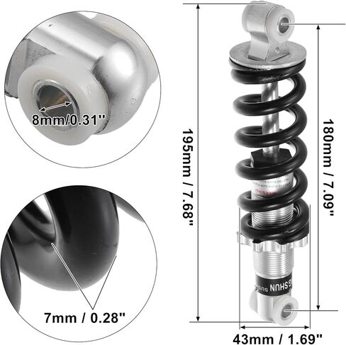 X AUTOHAUX Rear Shock Absorber 180mm 750lbs Rear Shock Damper for Gas Scooter Electric Bike Dirt Bike 47cc 49cc ATV Quad Mini Pocket Bike Silver Tone in Saudi Arabia