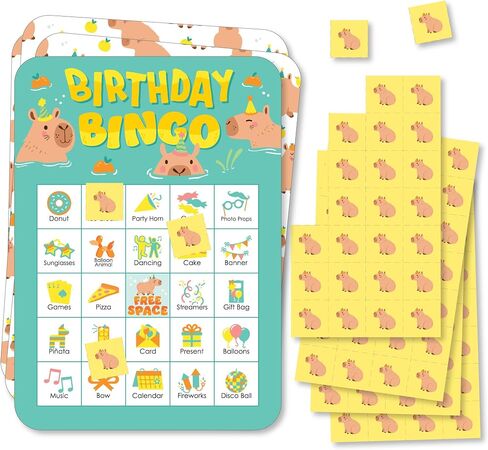 Big Dot of Happiness Capy Birthday - Picture Bingo Cards and Markers - Capybara Party Bingo Game - Set of 18 in Saudi Arabia