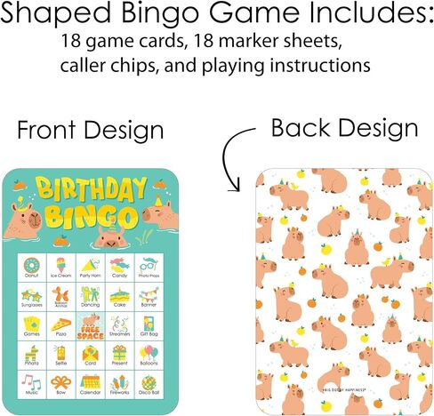Big Dot of Happiness Capy Birthday - Picture Bingo Cards and Markers - Capybara Party Bingo Game - Set of 18 in Saudi Arabia