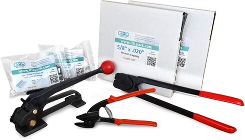 IDL Packaging Portable 5/8" x 500' Steel Strapping Kit, 1400 lbs Break Strength – Full Packaging Strapping Solution – Standard Banding Kit - Enough Strapping and Seals for 250 Uses Before Refill in Saudi Arabia
