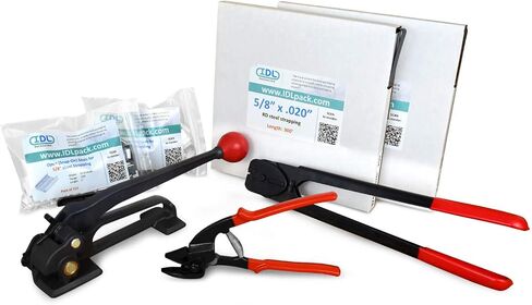 IDL Packaging Portable 5/8" x 500' Steel Strapping Kit, 1400 lbs Break Strength – Full Packaging Strapping Solution – Standard Banding Kit - Enough Strapping and Seals for 250 Uses Before Refill in Saudi Arabia