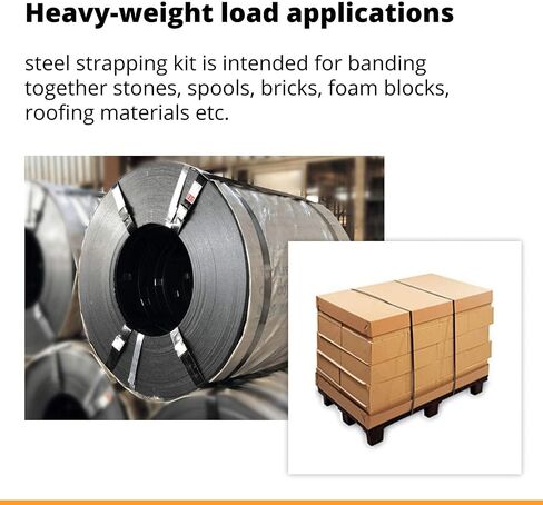 IDL Packaging Portable 5/8" x 500' Steel Strapping Kit, 1400 lbs Break Strength – Full Packaging Strapping Solution – Standard Banding Kit - Enough Strapping and Seals for 250 Uses Before Refill in Saudi Arabia