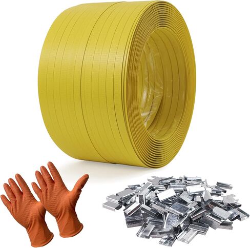 NEWANRAN Poly Strapping 1/2 Plastic Banding Strap, 1640' Length, 600lbs Break Strength,200pcs Strapping Seals(Yellow) in Saudi Arabia