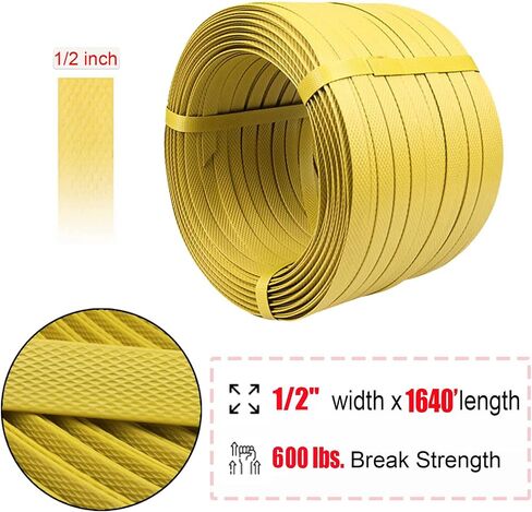 NEWANRAN Poly Strapping 1/2 Plastic Banding Strap, 1640' Length, 600lbs Break Strength,200pcs Strapping Seals(Yellow) in Saudi Arabia