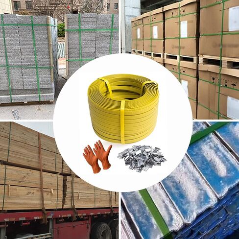 NEWANRAN Poly Strapping 1/2 Plastic Banding Strap, 1640' Length, 600lbs Break Strength,200pcs Strapping Seals(Yellow) in Saudi Arabia