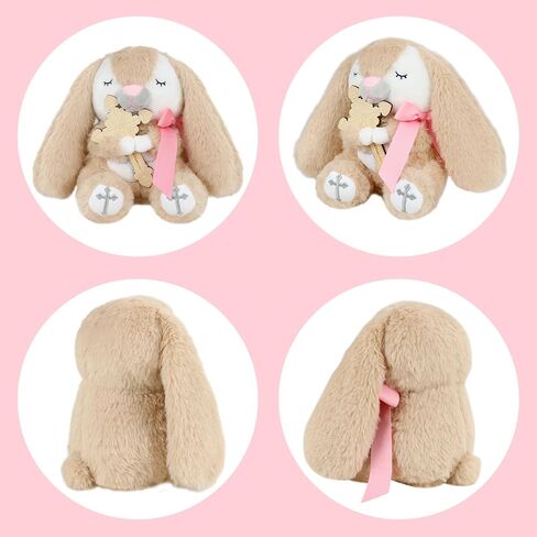 Prayer Bunny Stuffed Animal with Wooden Praying Cross Baptism Gifts for Newborn Baby, Boys and Girls Enduring Comfort 8.5 inches (Blue) in Kuwait